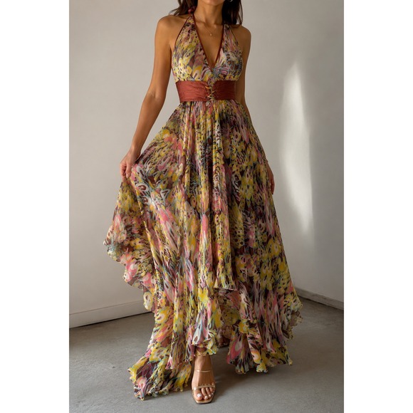 Heatherette Dresses & Skirts - Deadstock Heatherette Silk Maxi Dress Y2K Prom Whimsigoth Rare Sz 4
